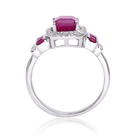 Silberring mit Rubin aus Madagaskar und weißem Topas