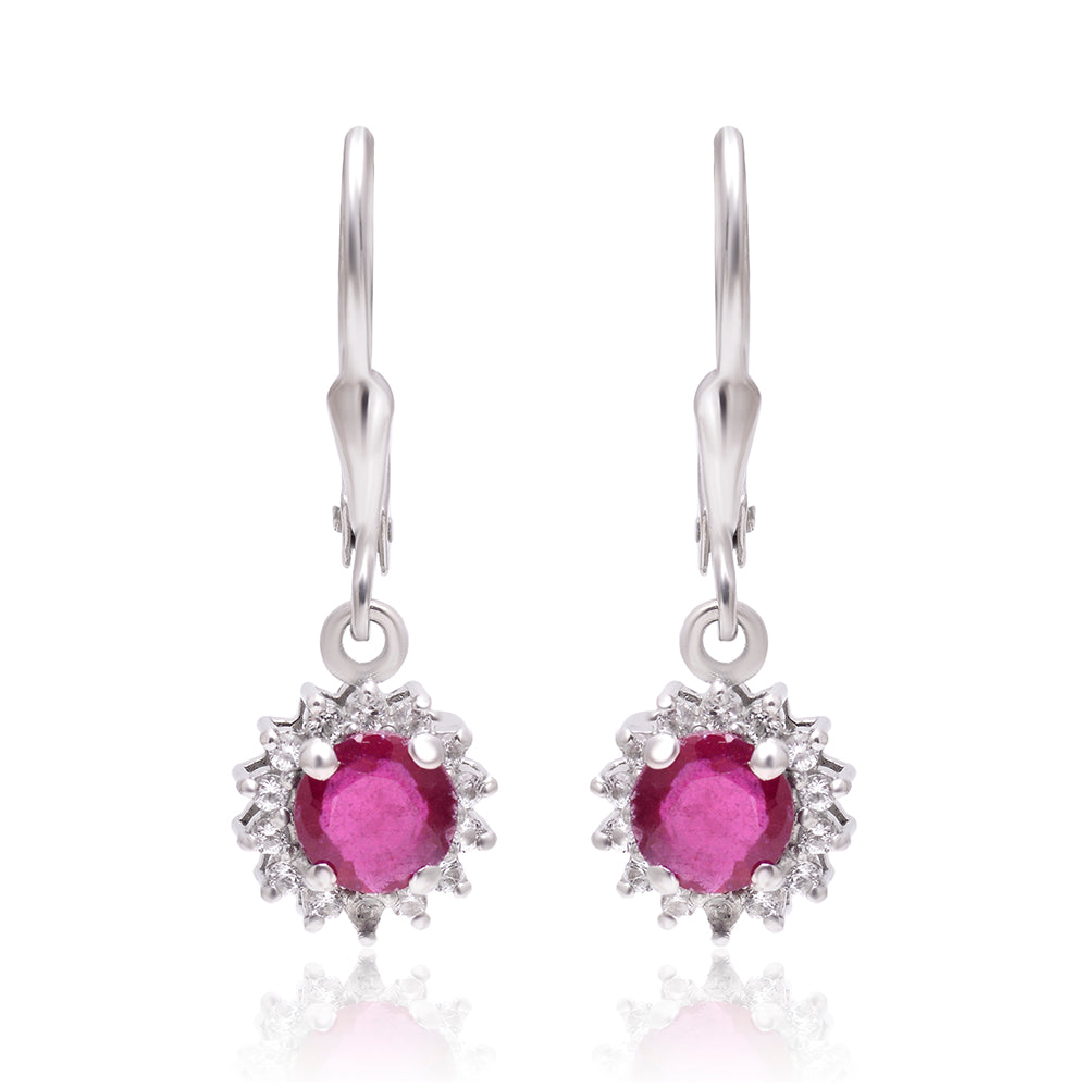 Silberohrringe mit Rubin aus Madagaskar und weißem Topas