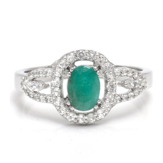 Silberring mit brasilianischem Smaragd und weißem Topas