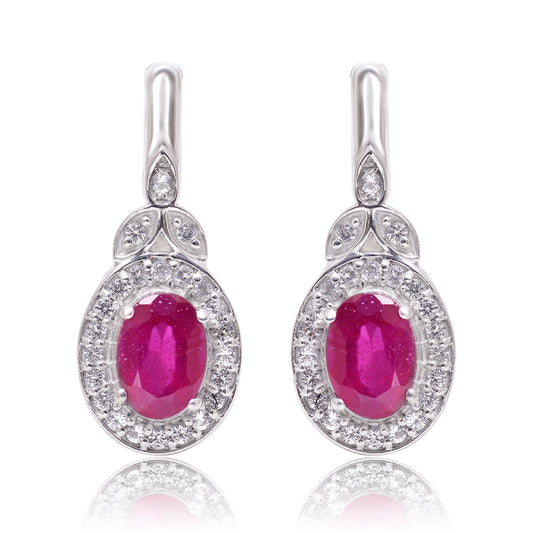 Silberohrringe mit Rubin aus Madagaskar und weißem Topas