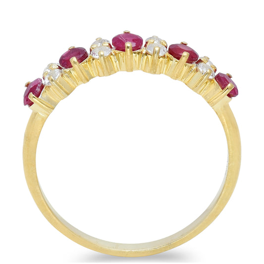 Goldplattierter Silberring mit Rubin aus Madagaskar und weißem Topas