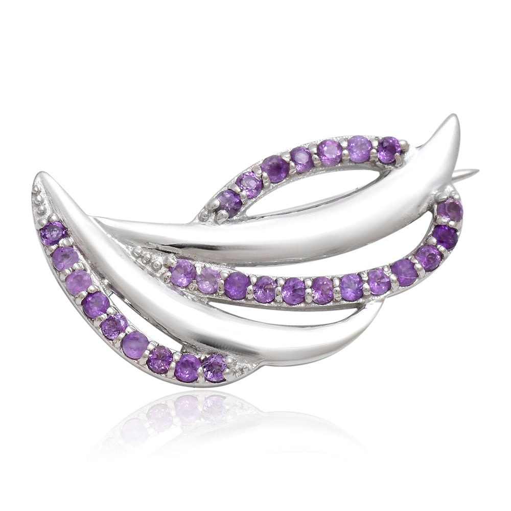 Silberbrosche mit marokkanischem Amethyst