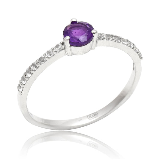 Silberring mit marokkanischem Amethyst und weißem Topas
