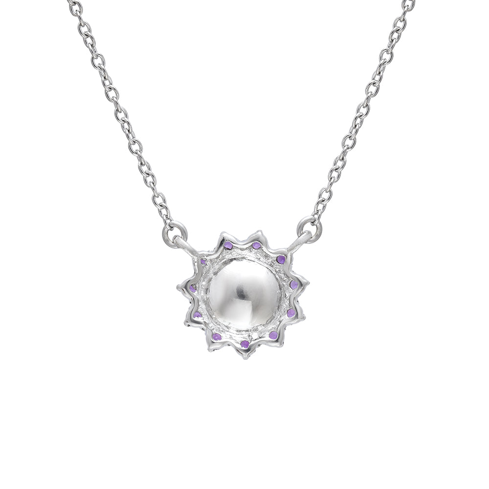 Silberhalskette mit marokkanischem Amethyst und weißer Süßwasserperle