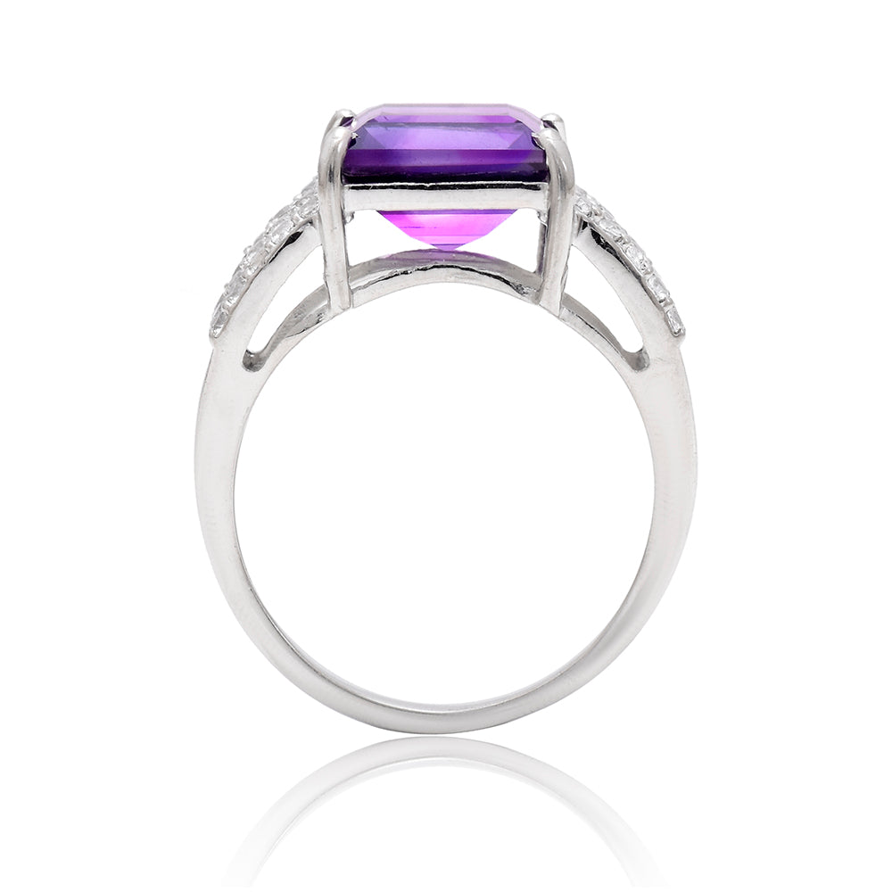 Silberring mit marokkanischem Amethyst und weißem Topas