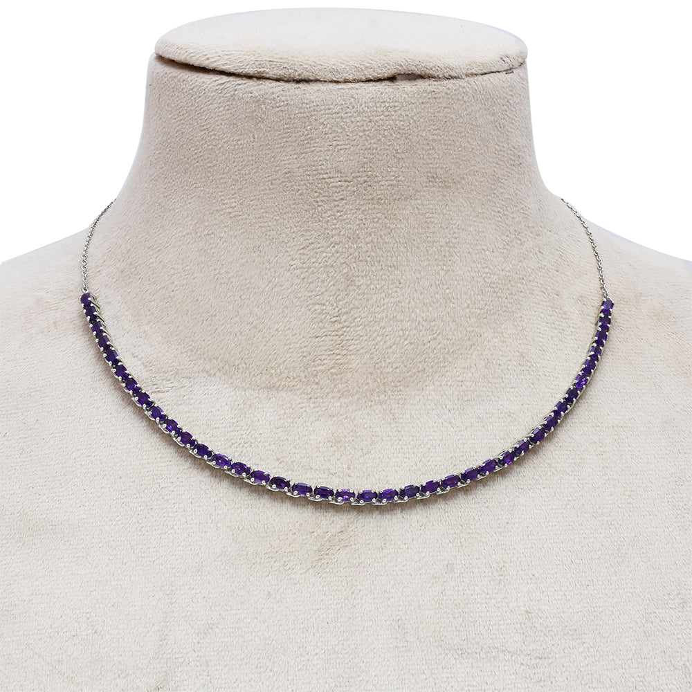 Silberhalskette mit marokkanischem Amethyst