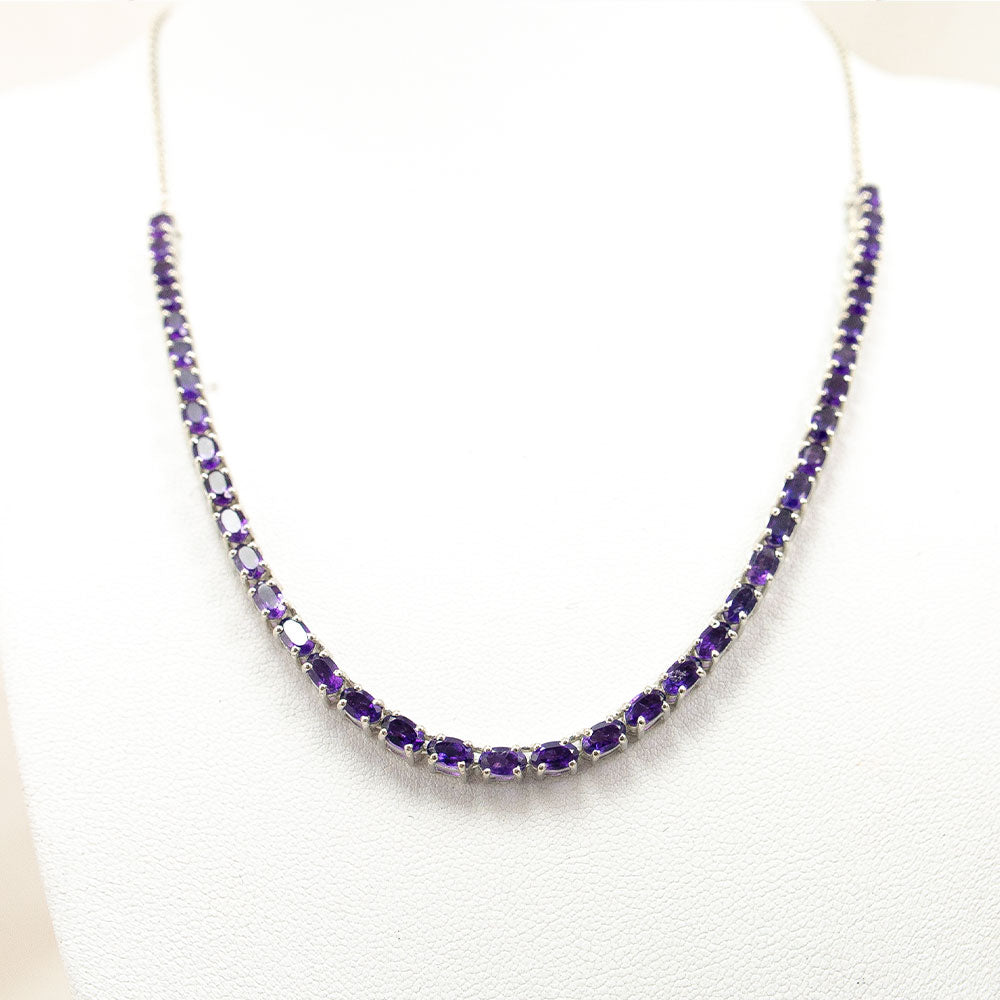 Silberhalskette mit marokkanischem Amethyst