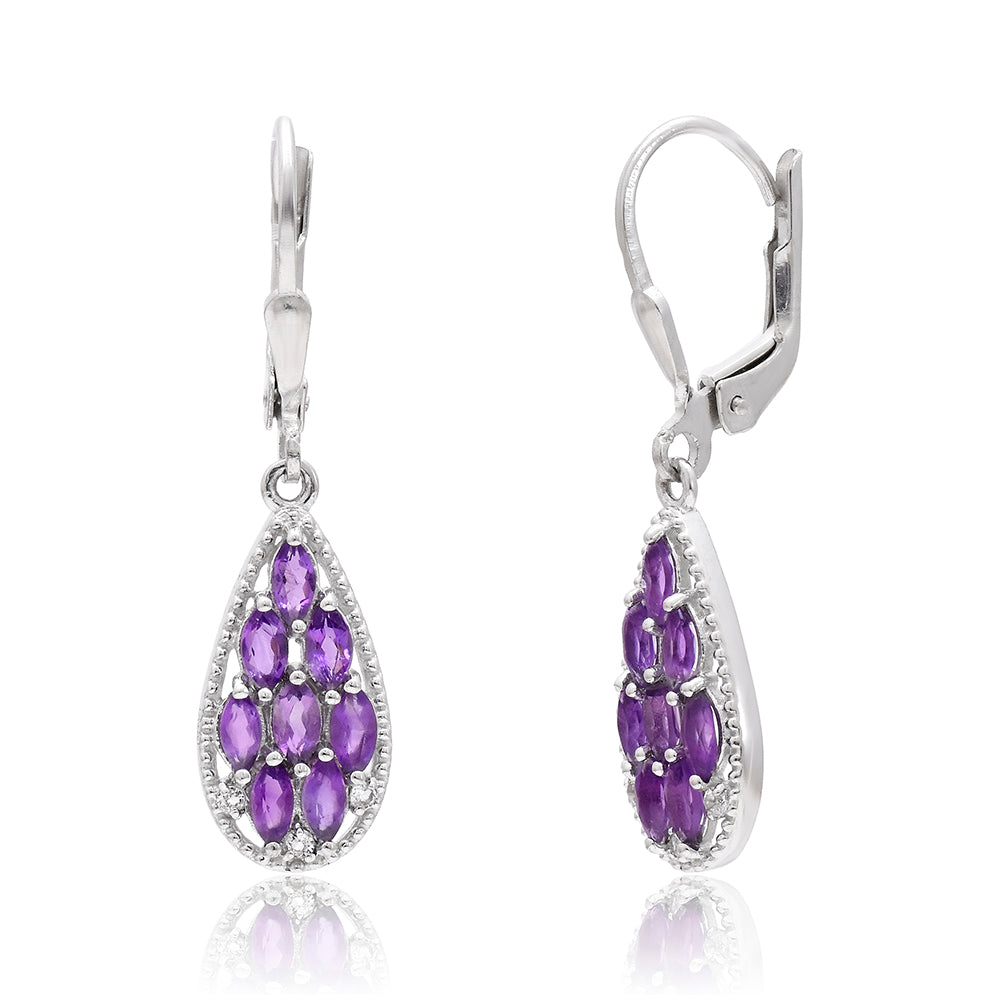 Silberohrringe mit marokkanischem Amethyst und weißem Topas 3