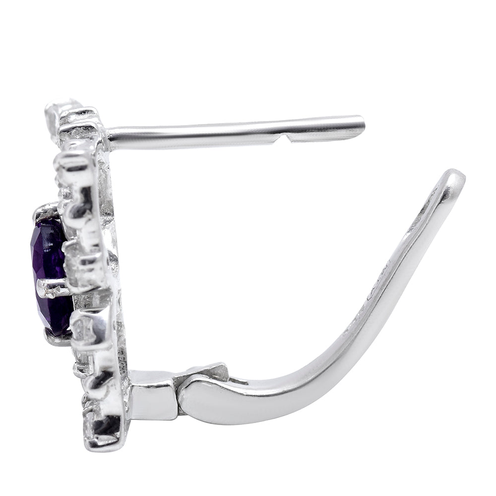 Silberohrringe mit marokkanischem Amethyst und weißem Topas