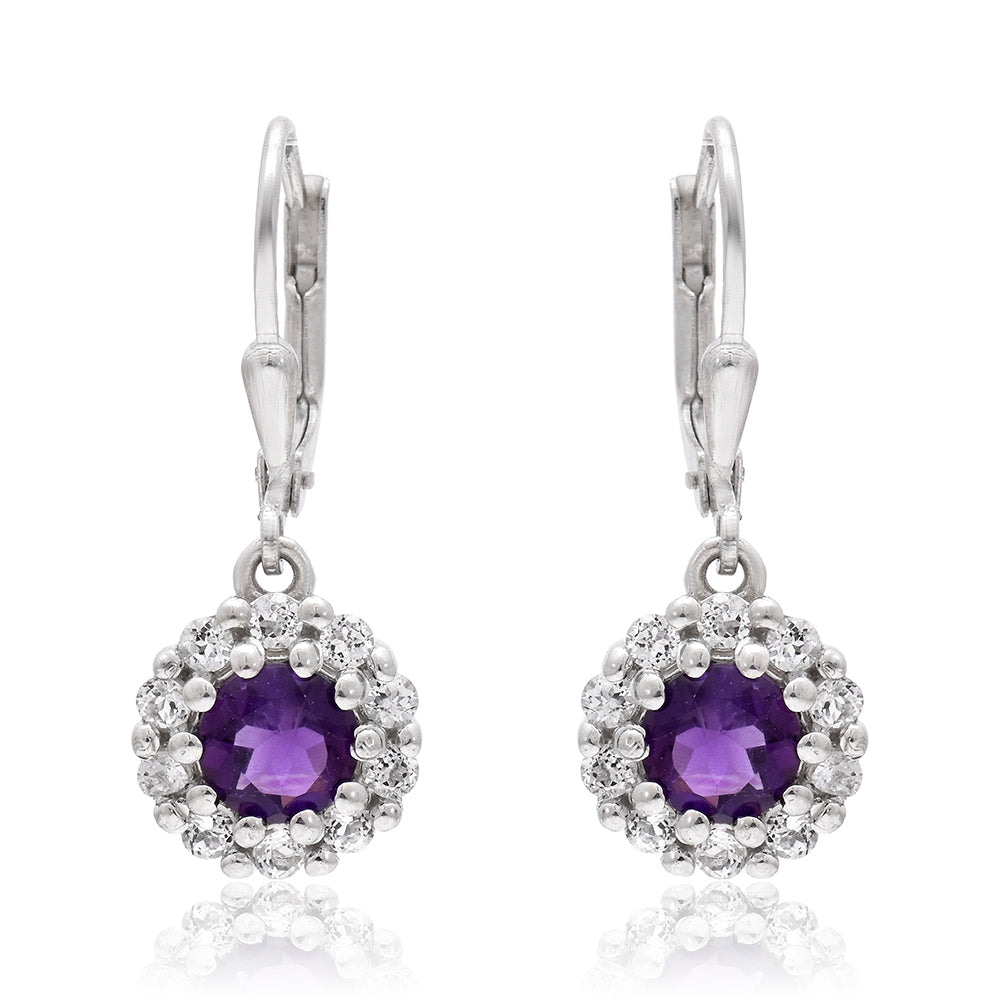 Silberohrringe mit marokkanischem Amethyst und weißem Topas 2