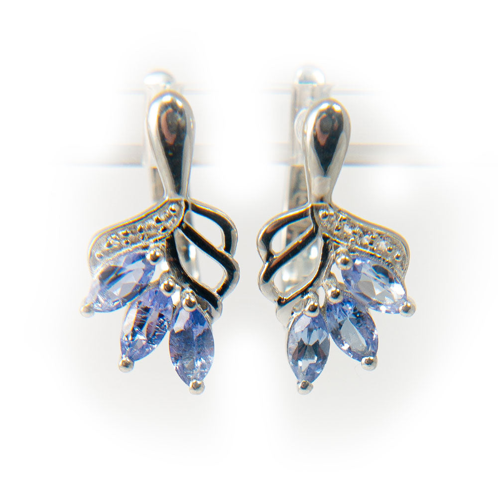 Silberohrringe mit Tansanit - Klasse AAA und weißem Topas 1