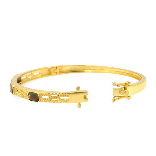 Goldplattiertes Silberarmband mit äthiopischem Opal aus Lega Dembi