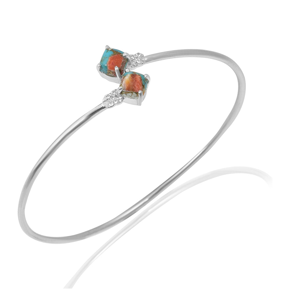 Silberarmband mit Austerntürkis und weißem Topas