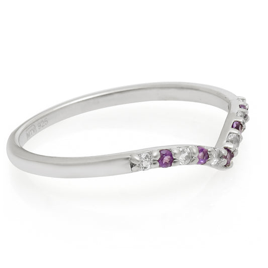 Silberring mit brasilianischem Amethyst und weißem Topas