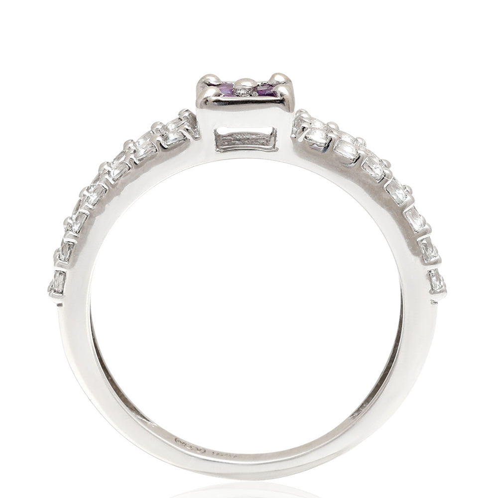 Silberring mit brasilianischem Amethyst und weißem Topas