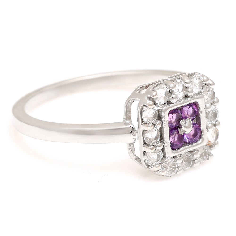 Silberring mit brasilianischem Amethyst und weißem Topas