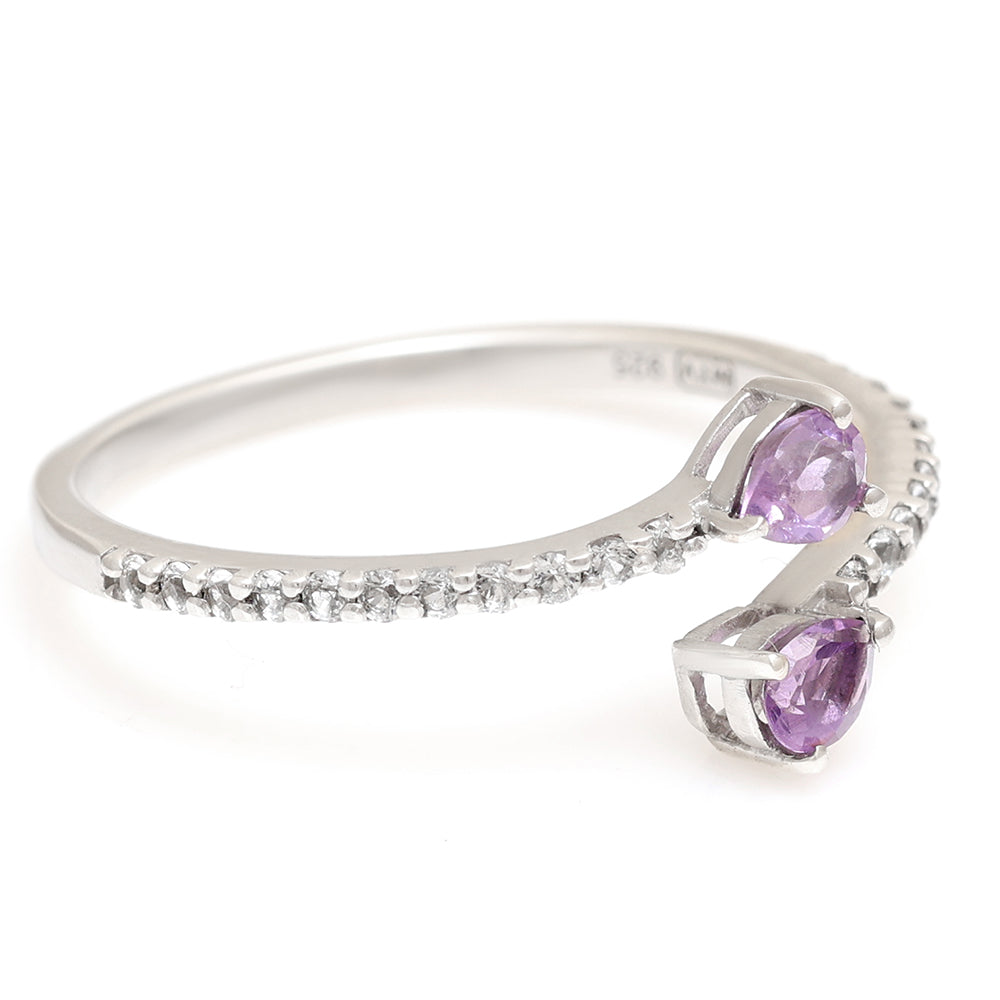 Silberring mit brasilianischem Amethyst und weißem Topas