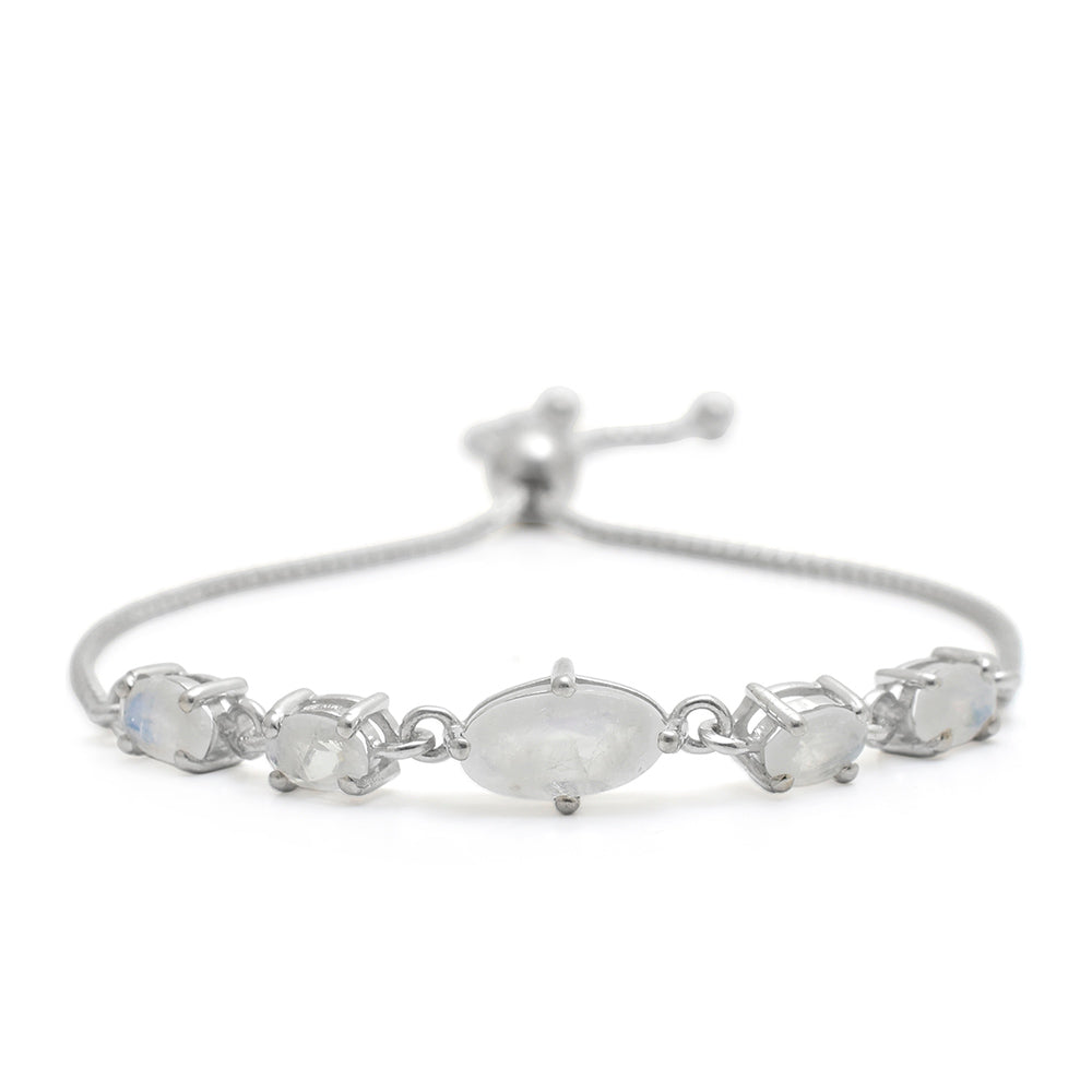 Silberarmband mit Regenbogenmondstein
