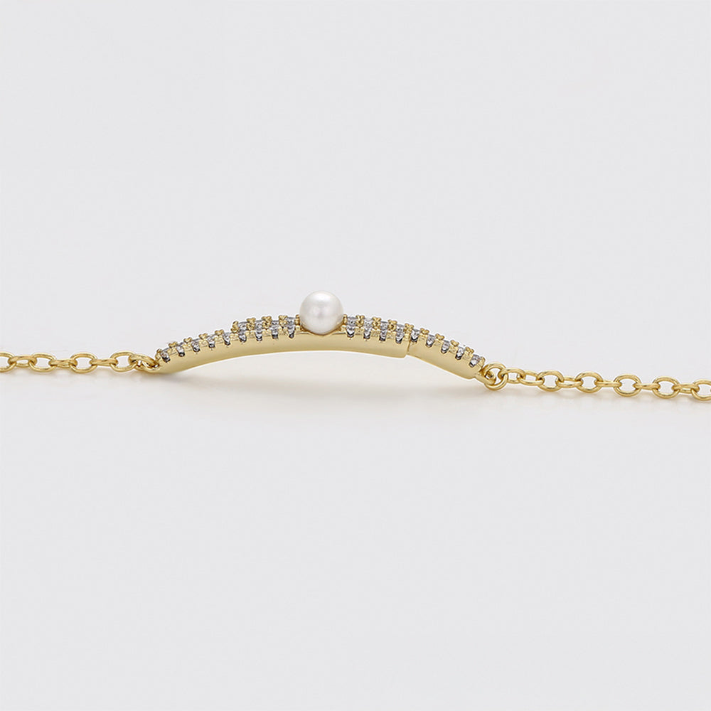 Armband aus goldplattiertesr Legierung mit Glasperle und weißem Emporia® Kristall