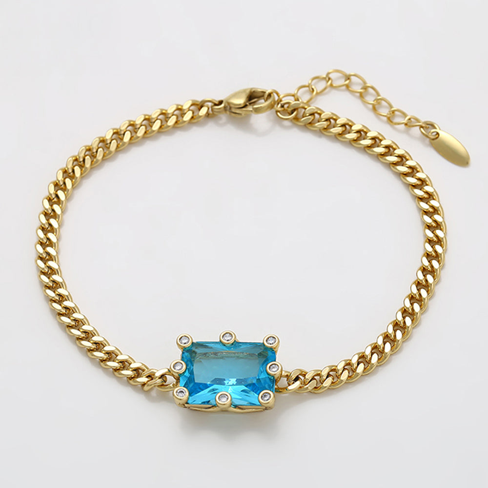 Armband aus goldplattiertesr Legierung mit blauem Emporia®-Kristall 8