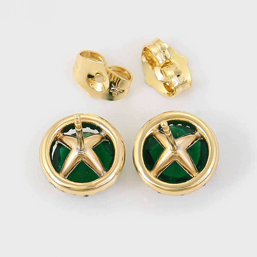 Ohrringe aus goldplattierter Legierung mit grünem Emporia® Kristall und weißem Emporia® Kristall