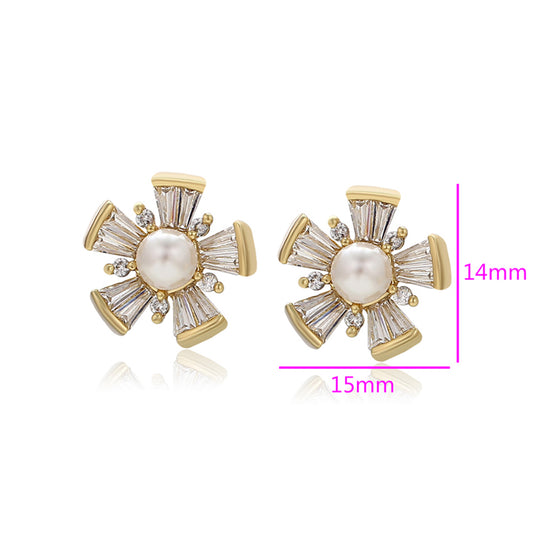 Ohrringe aus goldplattierter Legierung mit Glasperle und weißem Emporia® Kristall