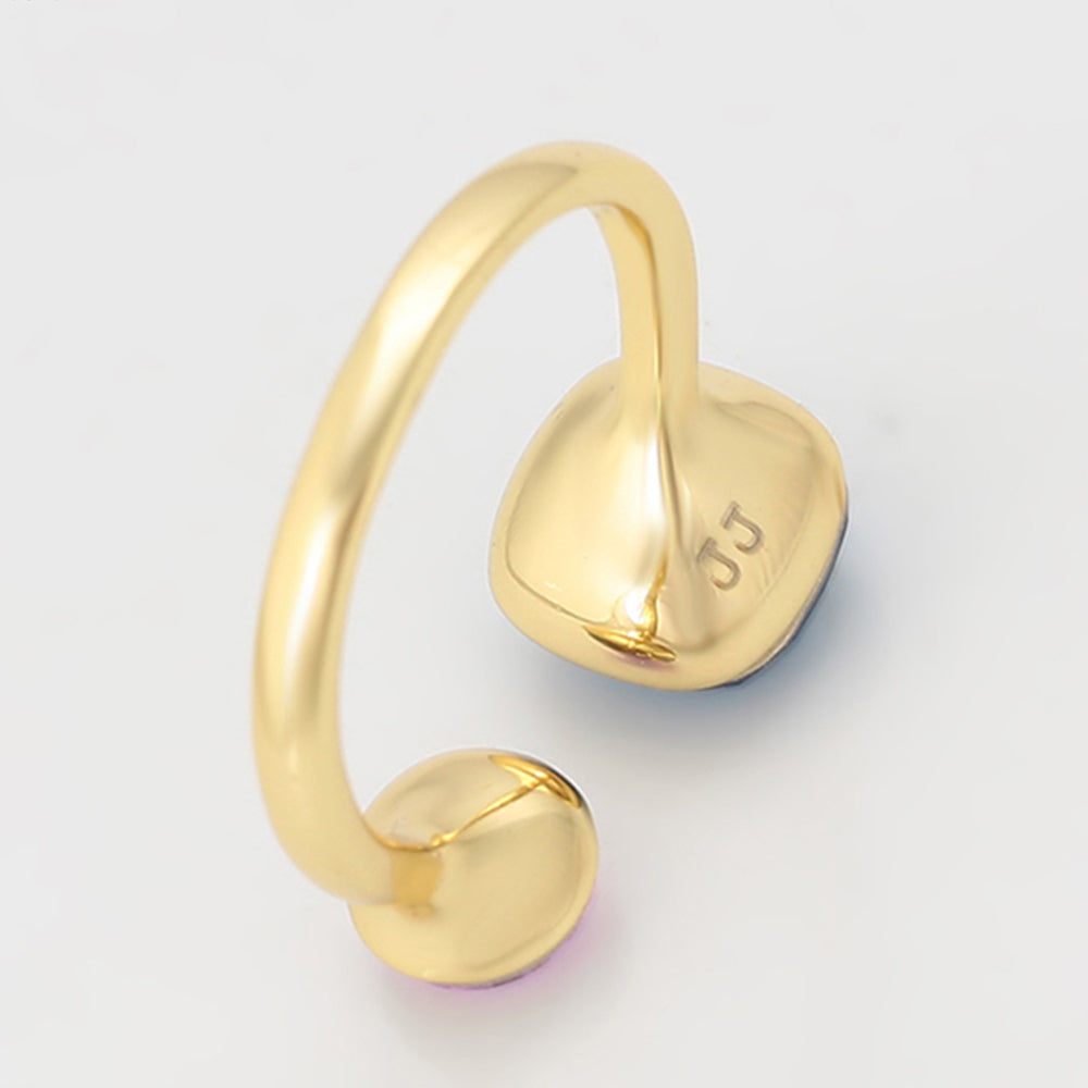 Ring aus goldplattierterr Legierung mit purpurfarbenem Emporia® Kristall und blauem Emporia®-Kristall