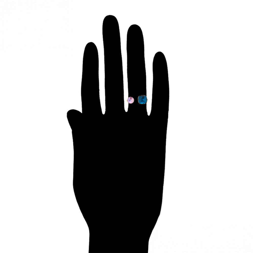 Ring aus goldplattierterr Legierung mit purpurfarbenem Emporia® Kristall und blauem Emporia®-Kristall