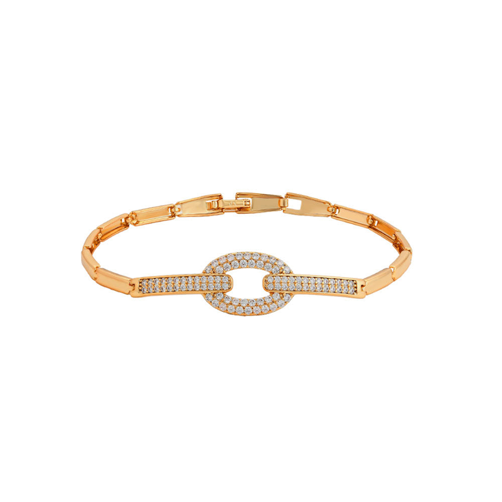 Armband aus goldplattiertesr Legierung mit weißem Emporia® Kristall 2