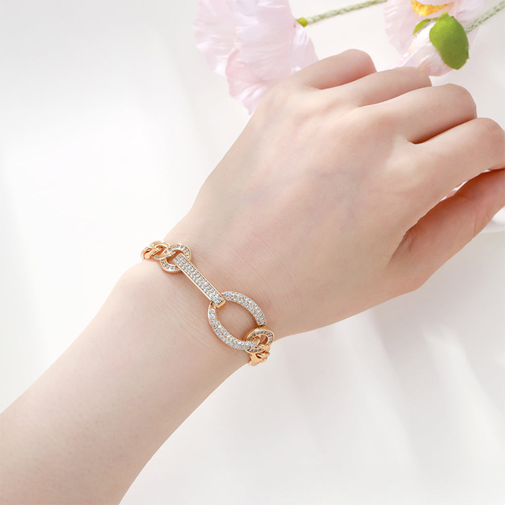 Armband aus goldplattiertesr Legierung mit weißem Emporia® Kristall 4