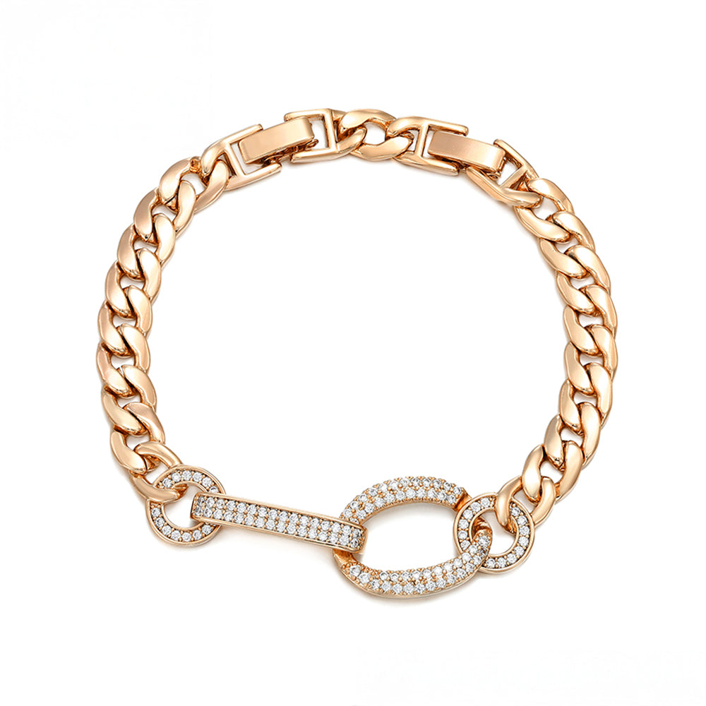 Armband aus goldplattiertesr Legierung mit weißem Emporia® Kristall 2