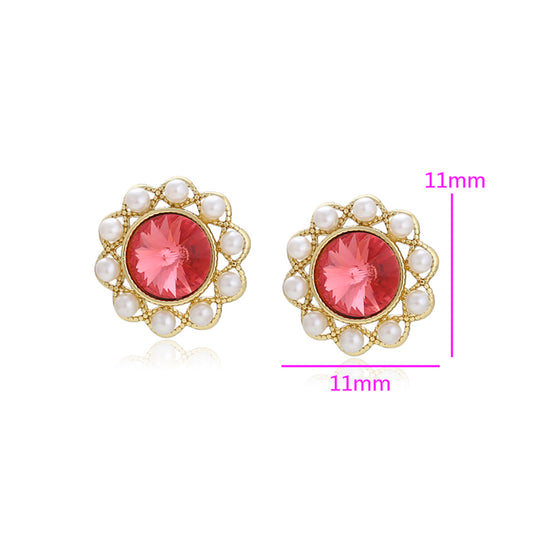 Ohrringe aus goldplattierter Legierung mit rotem Emporia®-Kristall und Glasperle
