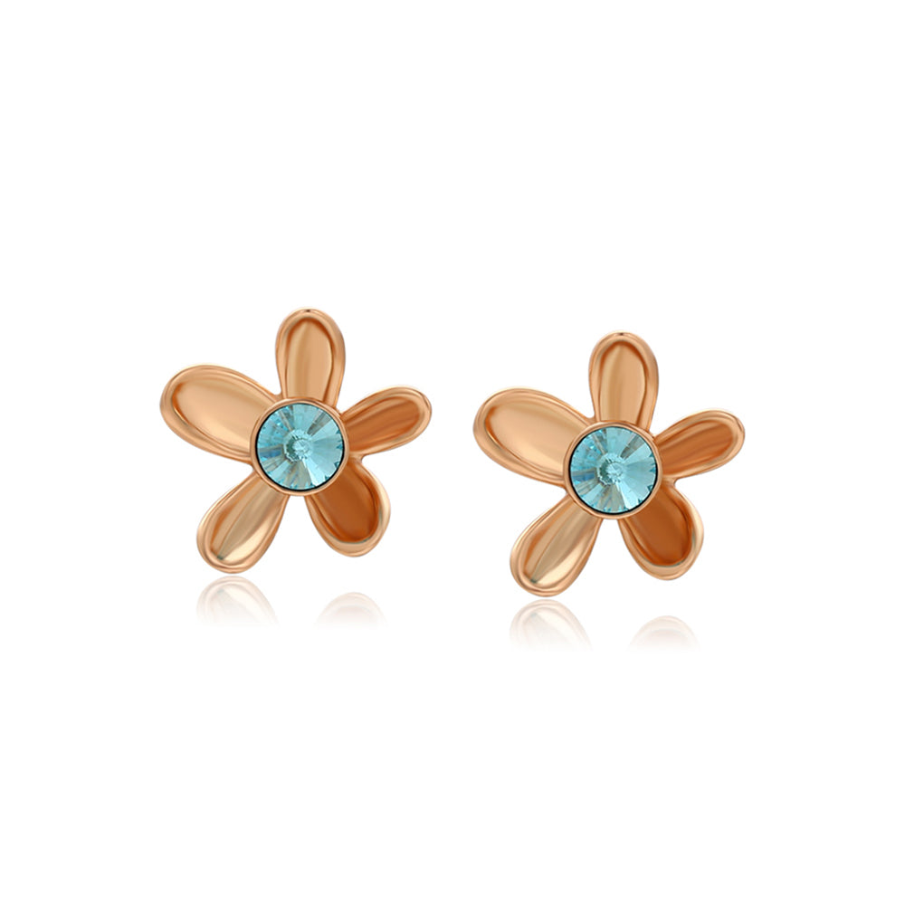 Ohrringe aus goldplattierter Legierung mit blauem Emporia®-Kristall