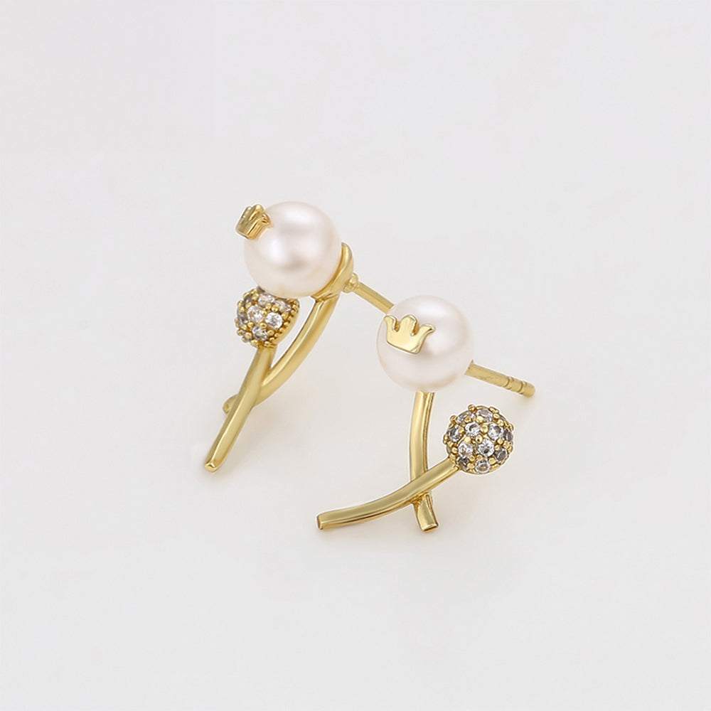 Ohrringe aus goldplattierter Legierung mit Glasperle und weißem Emporia® Kristall