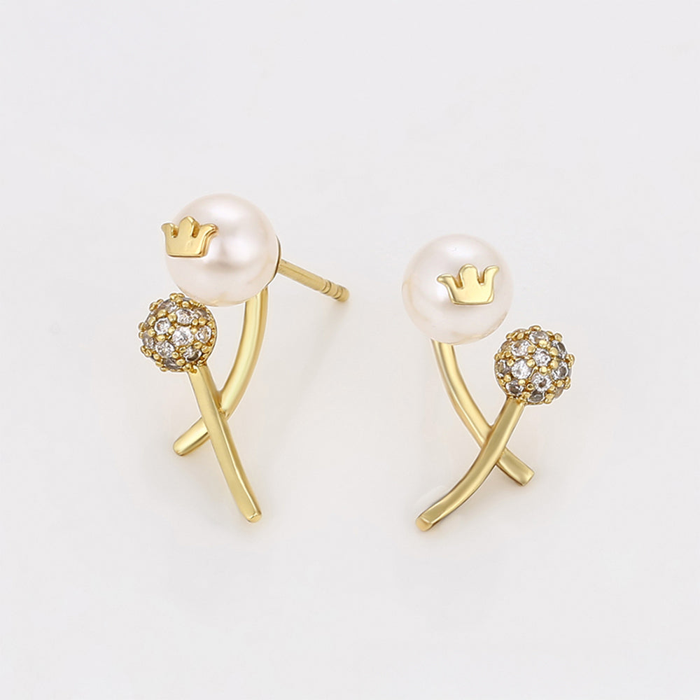 Ohrringe aus goldplattierter Legierung mit Glasperle und weißem Emporia® Kristall