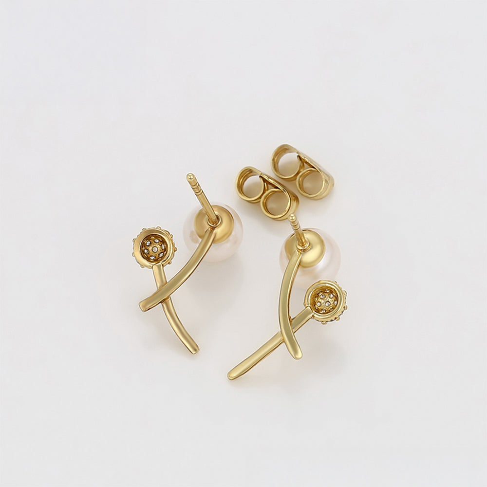Ohrringe aus goldplattierter Legierung mit Glasperle und weißem Emporia® Kristall
