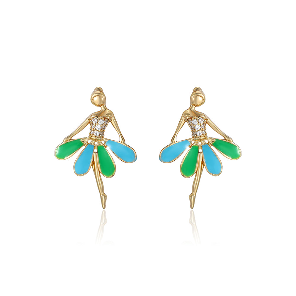Ohrringe aus goldplattierter Legierung mit Emaille und weißem Emporia® Kristall