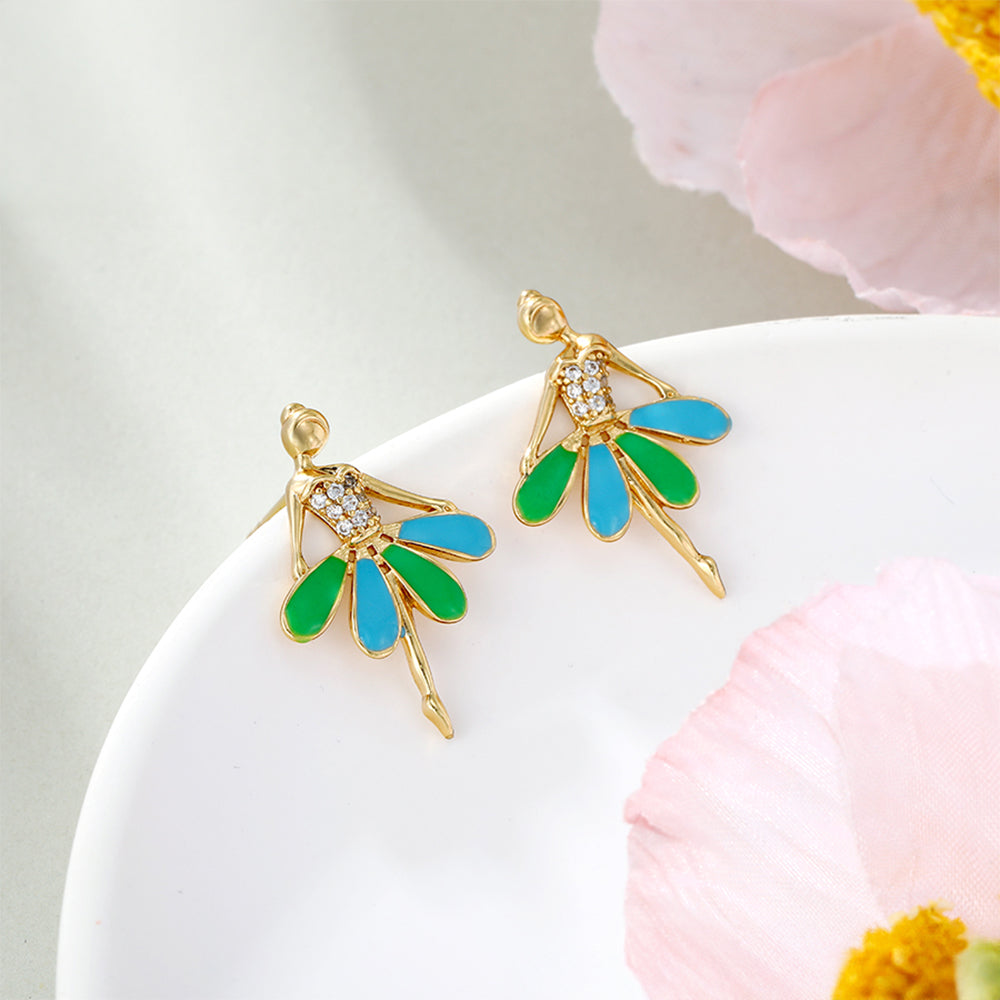 Ohrringe aus goldplattierter Legierung mit Emaille und weißem Emporia® Kristall