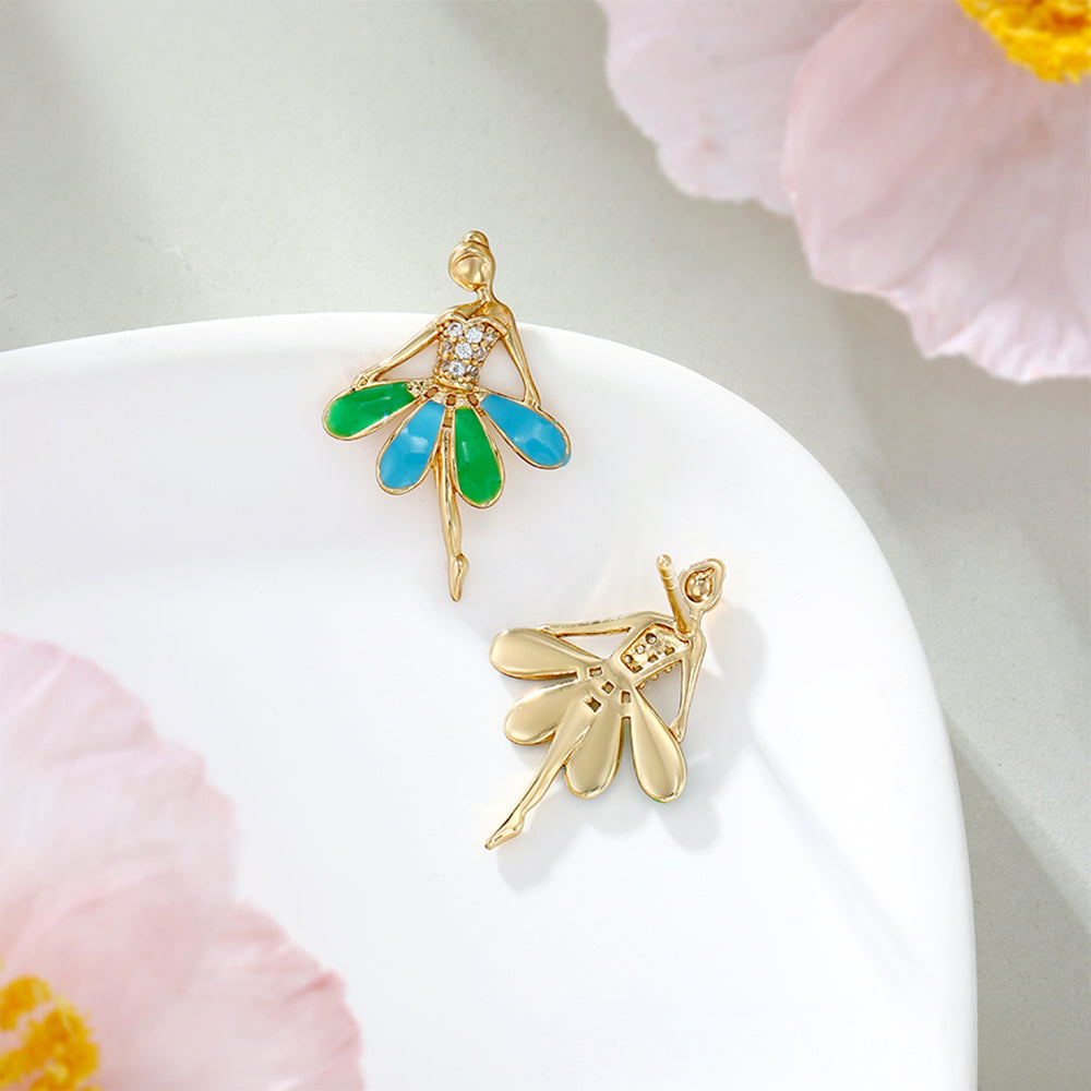 Ohrringe aus goldplattierter Legierung mit Emaille und weißem Emporia® Kristall