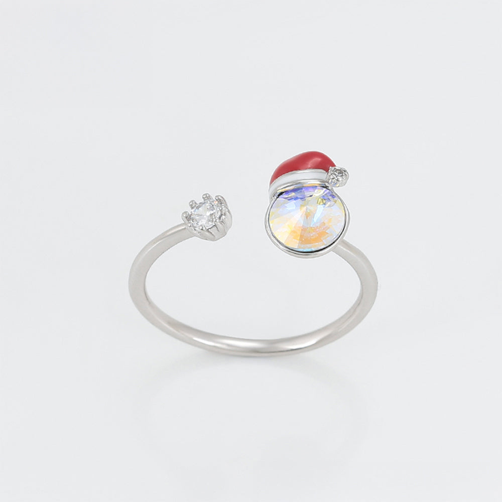 Ring aus goldplattierterr Legierung mit rotem Emporia®-Kristall und weißem Emporia® Kristall