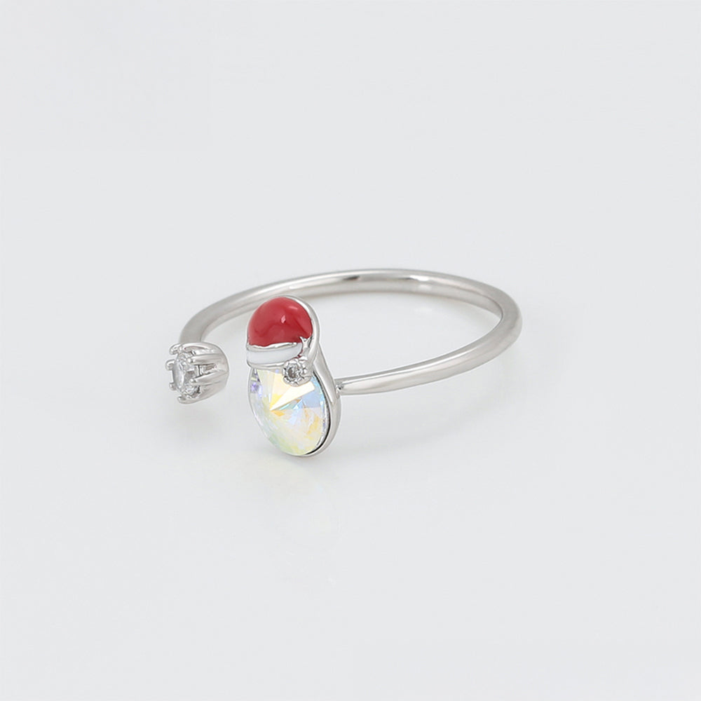 Ring aus goldplattierterr Legierung mit rotem Emporia®-Kristall und weißem Emporia® Kristall