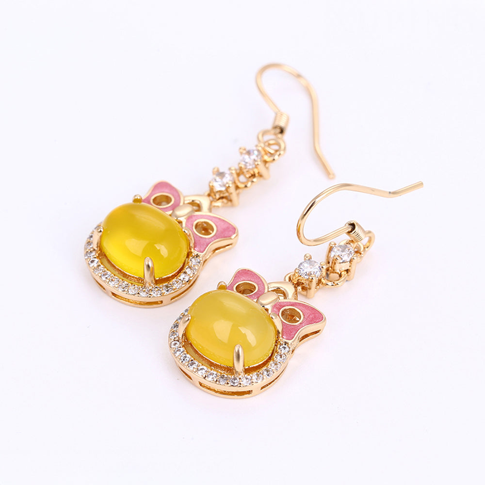 Schmuckgarnitur aus aus goldplattierter Legierung mit gelbem Emporia®-Kristall und weißem Emporia® Kristall