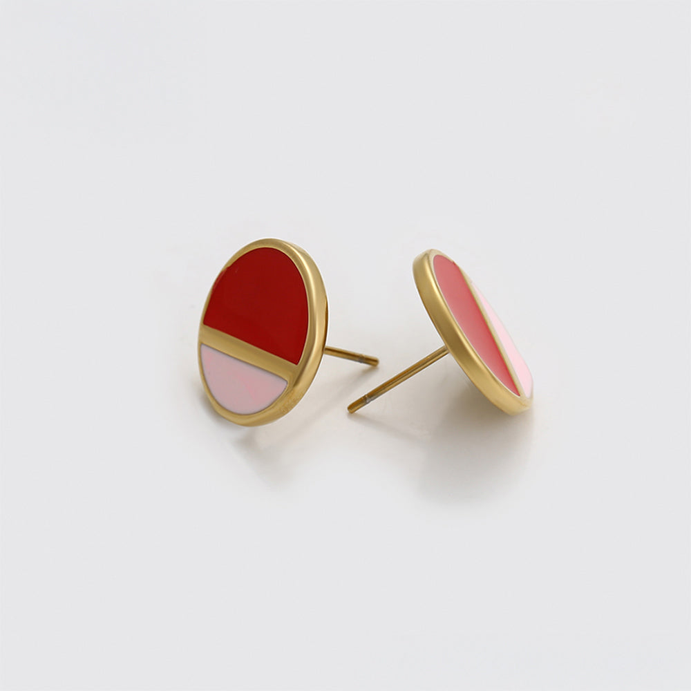 Ohrringe aus goldplattierter Legierung mit rotem Emporia®-Kristall und rosafarbenem Emporia® Kristall