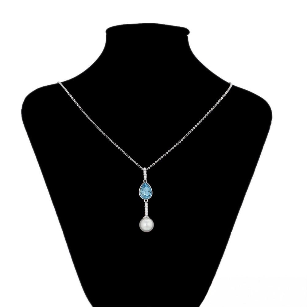 Halskette aus goldplattierter Legierung mit blauem Emporia®-Kristall und Glasperle