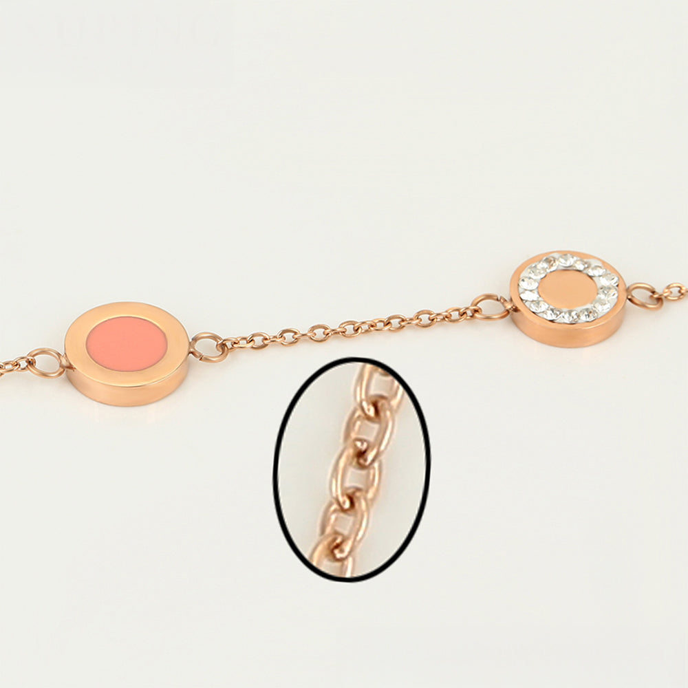 Schmuckgarnitur aus aus goldplattierter Legierung mit rosafarbenem Emporia® Kristall und weißem Emporia® Kristall