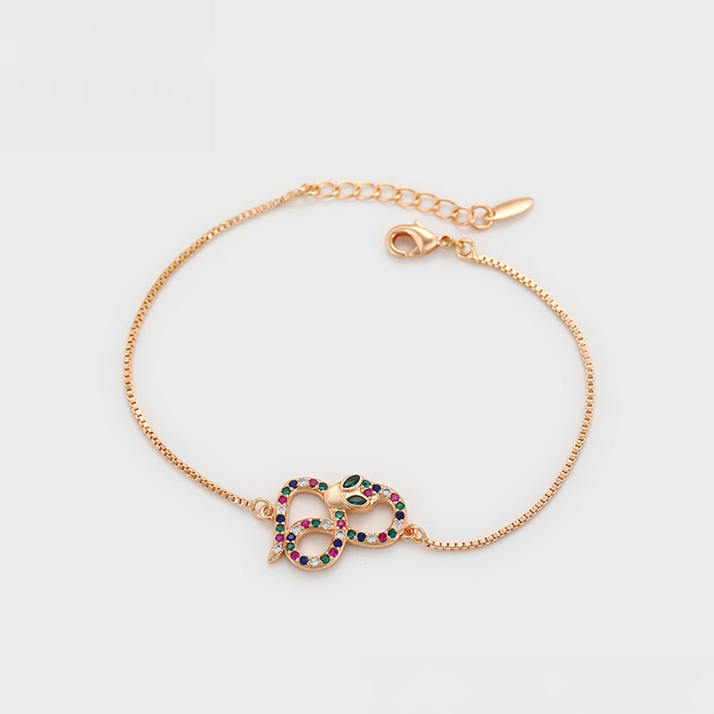 Armband aus goldplattiertesr Legierung mit rotem Emporia®-Kristall und grünem Emporia® Kristall