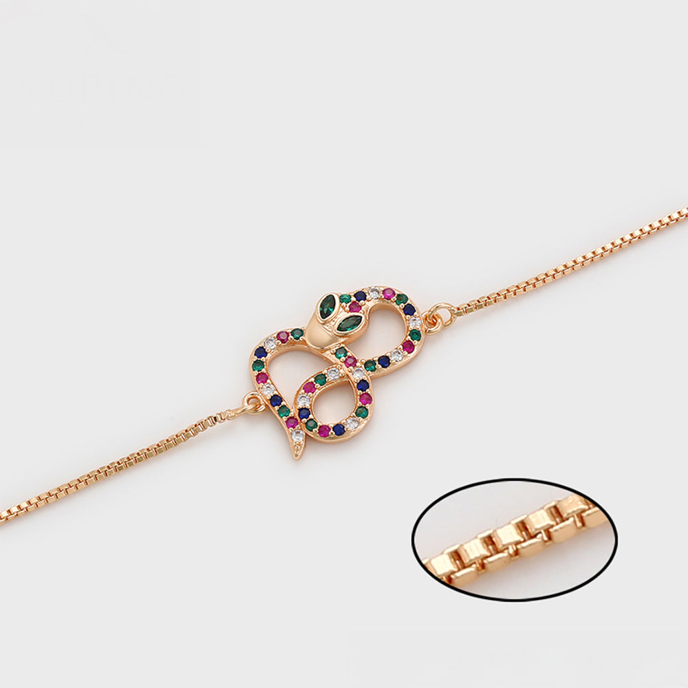 Armband aus goldplattiertesr Legierung mit rotem Emporia®-Kristall und grünem Emporia® Kristall 7