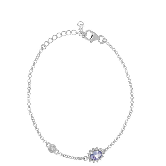 Silberarmband mit Tansanit und weißem Diamant