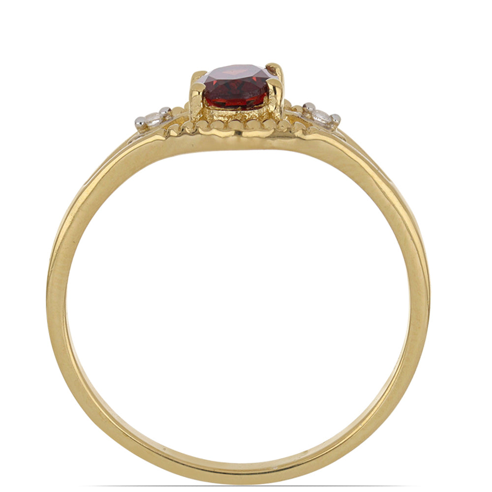 Goldplattierter Silberring mit Barton Granat und weißem Topas