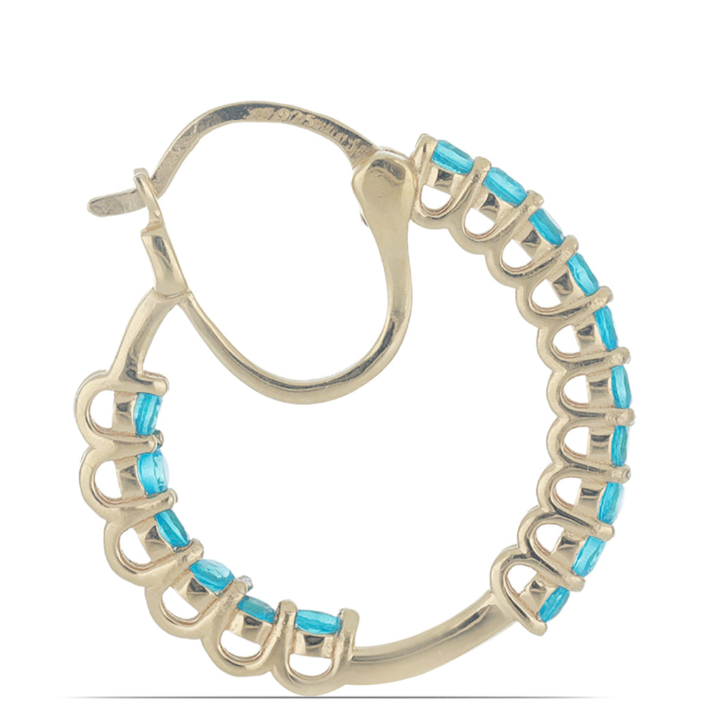 Goldplattierte Silberohrringe mit neon Apatit aus Sludyanka